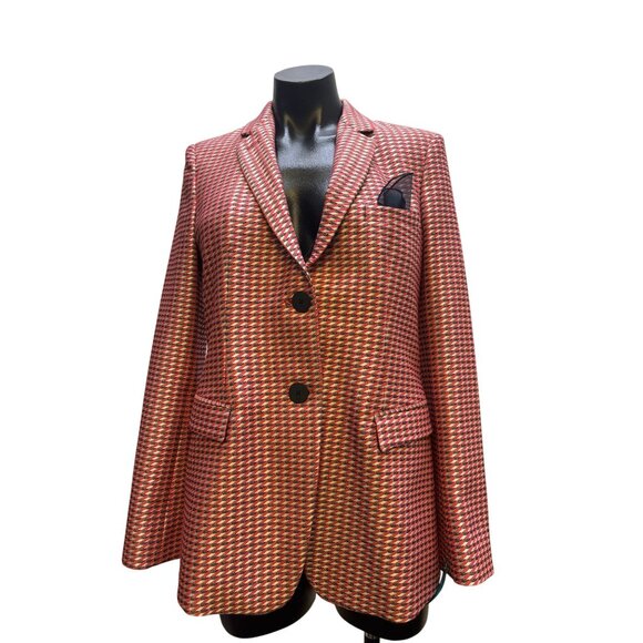 Armani Collezioni Print Suit Jacket Red & Black Size 6 - Picture 1 of 10